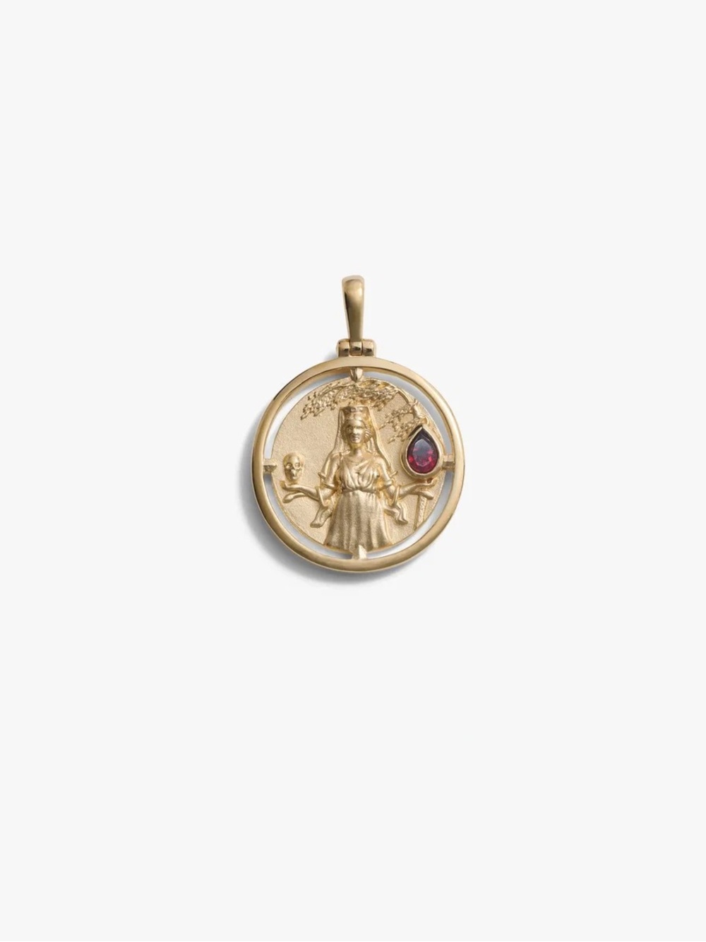 Special Edition Persephone Goddess Gold and Garnet Pendant by Awe Inspired